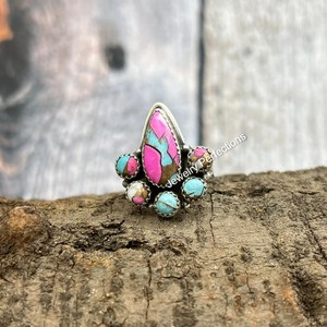 Bagues Unisexe Vintage en Laiton Naturel de Qualité Élégante avec Pierre de Coton Doux et Pierre Précieuse, Vente en Gros, Bijoux Certifiés Étanche, Perfection - Product Image 2