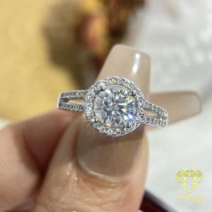 Round Cut Moissanite Diamond <b>Ring</b> <b>925</b> Sterling <b>Silver</b> Elegant Double Band Engagement Wedding Jewelry For Women - Product Image 3