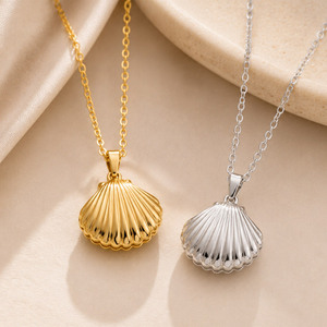 สร้อยคอจี้เปลือกหอยเคลือบทอง 18K รูปทรงเปลือกโลหะสำหรับผู้หญิง - Product Image 5
