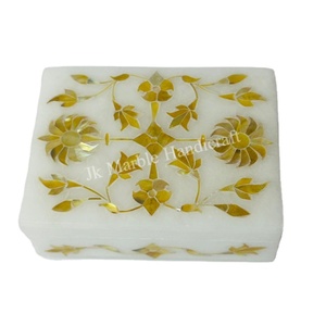 Boîte à bijoux de luxe en marbre rose incrusté, faite à la main, avec doublure en daim, meilleur prix de gros pour la décoration intérieure et les cadeaux - Product Image 1