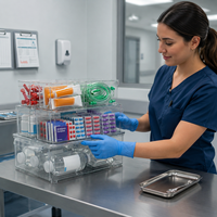 Boîtes de rangement en plastique rectangulaires transparentes et durables pour les cliniques, les hôpitaux, les laboratoires et les salles de traitement