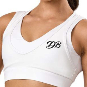 Sujetador Deportivo con Logotipo Personalizado, Cuello en V, Blanco, para Mujer, con Soporte Alto, Acolchado, para Gimnasio, Fitness, Top Corto, Ropa Deportiva al por Mayor - Product Image 1