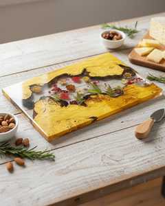 Planche à découper ronde en bois naturel avec poignée en résine, épaisseur 1,5 cm, passe au lave-vaisselle, pour fruits, légumes, fromages - Product Image 4