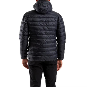 Veste d'hiver rembourrée en duvet à capuche noire pour homme, coupe régulière, fermeture éclair sur le devant, coupe-vent, couleur unie, style décontracté - Product Image 5