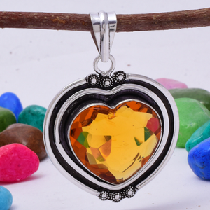 Colgante de Topacio Citrino en Forma de Corazón, Plata de Ley 925, Gema Amarilla Natural, Joyería de Plata, Regalo para Ella - Product Image 3