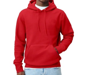 Sudadera con capucha para hombre con bolsillo de canguro, sudadera de lana cálida gruesa para invierno, Sudadera con capucha de entrenamiento atlético, jersey de Color rojo para exteriores - Product Image 1