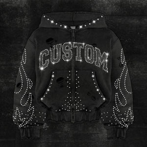 Sudadera con capucha y cremallera completa con logotipo personalizado para hombre, sudadera deportiva, sudadera para gimnasio, tela transpirable, proveedor mayorista en EE. UU. - Product Image 2