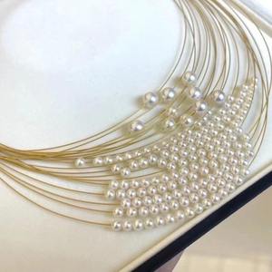 Collar de Perlas Minimalista de Plata Pura S925 con Cadena de Gemas de 8-9 mm de Primera Calidad, Partículas de Diamante de 8-9 mm Casi Impecables - Product Image 3