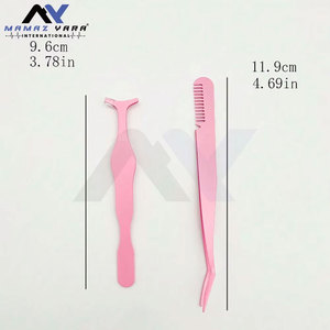 Juego de 2 piezas: Peine para pestañas rosa y pinza aplicadora de pestañas postizas con forma de caballito de mar, herramienta de belleza - Product Image 3
