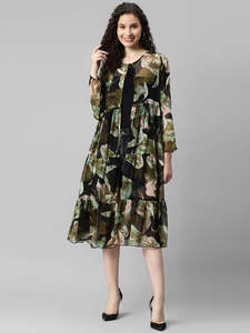 Shrug en Georgette à nouer pour femme, manches 3/4, longueur mollet, coupe décontractée, style western, pièce unique, pour tenue décontractée, universitaire ou de bureau - Product Image 5
