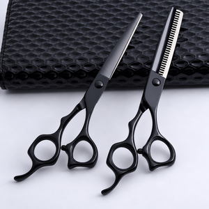 Ensemble professionnel de ciseaux de coiffure en acier inoxydable 4 pièces rose et noir avec étui de rangement pour barbier et coiffeur - Product Image 3