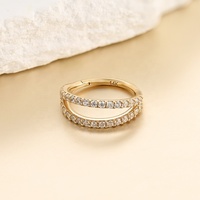 SUPERSTAR Piercing Septum Or 14K Anneau Clicker Double Rang Zirconium Latéral Bijoux de Corps Nez en Gros