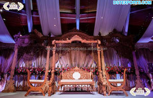 Columpio de madera tradicional tallado para boda, diseño de boda, noche, plata, acabado plateado - Product Image 3