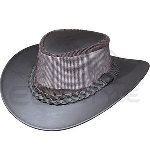 หมวกคาวบอยหนังแท้ Breezer ทรงออสเตรเลีย ปีกตาข่าย ระบายอากาศ หมวกกันแดดฤดูร้อน หมวกตกปลา หมวกซาฟารี รับผลิตแบรนด์ส่วนตัว ขายส่ง - Product Image 1