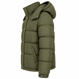 Men's Hooded Puffer Jacket Plain Dyed Custom Design Winter Quilted <b>Padded</b> Breathable <b>Waterproof</b> Outerwear - Product Image 3