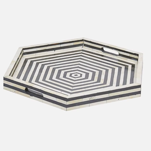 Replicartz Hexagon Butler Serving Ottoman <b>Tray</b> with Cutout Handles for Breakfast in <b>Bed</b> Coffee <b>Table</b> Decor for Parties - Product Image 4