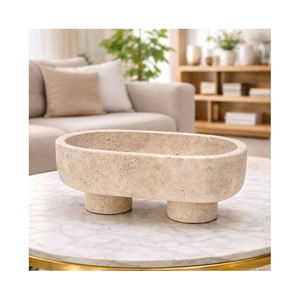 Plateaux de service en marbre travertin écologique personnalisables au design moderne pour hôtels, maisons, restaurants et bars – Fournisseur en gros - Product Image 1