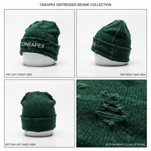 Men's Green <b>Beanie</b> Hat Knit Cuffed Winter Cap Unisex Streetwear <b>Skull</b> Cap Custom Logo Wholesale Fashion Accessory - Product Image 4