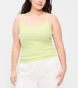 Womens Solid Casual Sleeveless <b>Spaghetti</b> <b>Strap</b> Camisole Double Padded Push Knitted Breathable Soft Summer Spandex/Cotton Top - Product Image 1