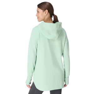 Sweat-shirt à capuche surdimensionné pour femme, vert menthe uni, en coton et bambou tricoté, respirant, manches longues, style automne - Product Image 2