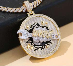 Pendentif Hip Hop en Or Blanc 10K/14K avec Diamants de Laboratoire CVD, Logo Personnalisé, Certifié IGI, Bijoux Streetwear - Product Image 3