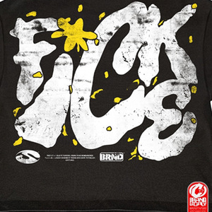 T-shirt noir surdimensionné pour homme avec impression de lettres blanches et jaunes, streetwear, col rond, manches courtes, jersey en coton - Product Image 5