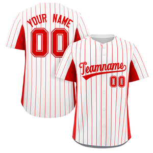 Maillot de baseball personnalisé noir et rose à rayures fines, uniforme d'équipe boutonné, sublimé, en polyester anti-humidité, chemise de sport OEM - Product Image 5