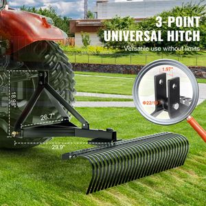 Rastrello da Giardino a 3 Punti con 32 Robuste Denti in Acciaio, Larghezza 60 Pollici, Compatibile con Trattori - Product Image 3