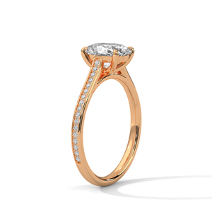 Bague classique romantique en or rose massif 14 carats avec diamant ovale cultivé en laboratoire certifié GRA, bijoux fins, cadeau de fiançailles et de mariage - Product Image 2