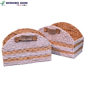 Cesta de Almacenamiento Tejida de Dos Tonos, Organizador de Fibra Vegetal con Asa para Hogar, Cocina, Ropa y Vegetales - Product Image 1