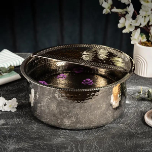 Tazón de Pedicura Profesional de Lujo, Redondo, de Cobre Ecológico, con Decoración Floral, para Uso en Casa, Salón y Spa - Product Image 3