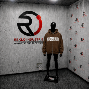 Custom Brown Oversized Zip Up Hoodie <b>Men</b> Streetwear <b>White</b> Graphic Print Drop Shoulder Heavyweight Full Zipper Hooded <b>Sweatshirt</b> - Product Image 3