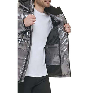 High Street New Arrival Horse Riding Puffer Jacket Zipper Cargo Fashion Men's Windproof <b>Reflected</b> Hooded Winter Jacket - Product Image 4