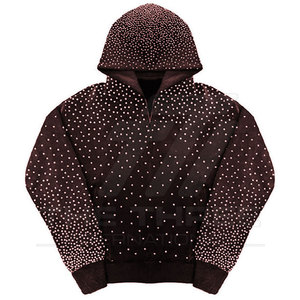Sudadera con capucha de alta gama para hombre con diamantes de imitación, diseño elegante con cristales, calidad premium, ropa de calle informal, sudadera con capucha para adultos. - Product Image 3