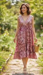 Maxi <b>Dress</b> Deep V-Neck <b>Boho</b> Paisley Silk Mini <b>Dress</b> | Sleeveless <b>Summer</b> Tunic | Vintage Style Festival <b>Dress</b> for Women - Product Image 5
