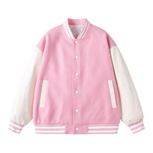 High Quality College Baseball Style Varsity Jacket <b>Men</b> Trendy Sportswear Cotton Fabric Plain Dyed Front Windproof Breathable - Product Image 1