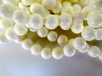 Perles de corail blanc à gros trous, perles rondes lisses de 8 mm en corail blanc, trou de 1 mm, brin de 15 pouces