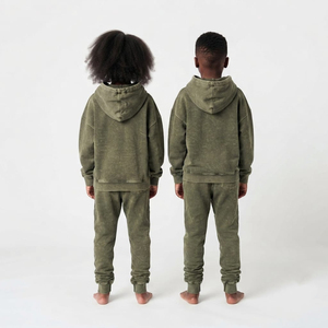 Conjunto de chándal de dos piezas para niños con lavado ácido, sudadera oversize con hombros caídos y pantalones jogger, ropa vintage de estilo urbano, fabricante. - Product Image 6