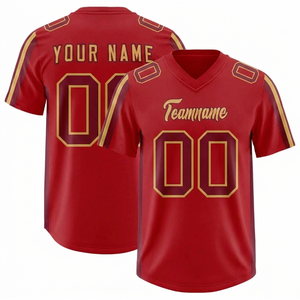 Maillot de football américain personnalisé pour homme, col en V, manches courtes, impression sublimée, polyester respirant, nom de l'équipe 00 - Product Image 3
