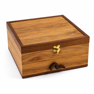 Premium Wooden Jewelry Organizer <b>Box</b> with Drawer, Custom Solid Wood Jewelry <b>Storage</b> Case with <b>Hinged</b> <b>Lid</b> - Product Image 2