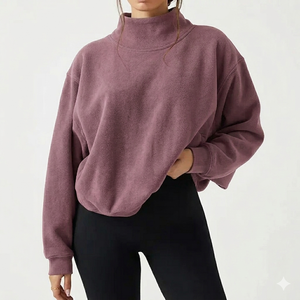 Sweat-shirt d'hiver personnalisé 2026 pour femme, col montant, manches longues, en polaire, anti-plis, respirant, séchage rapide, haute qualité - Product Image 1