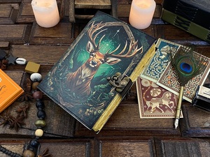 Herb Heritage Tree Life Leather Journal Deer <b>Art</b> Cover Hardcover <b>Sketchbook</b> Multi Color Sewing Binding Gift Usage 200 Sheets - Product Image 5