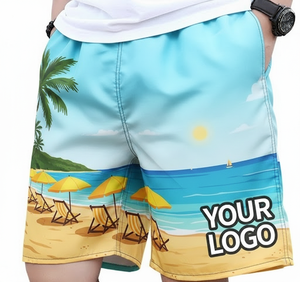 Shorts de Playa para Hombre y Mujer, con Logotipo Personalizado, Transpirables, de Secado Rápido, Ecológicos, Antiarrugas, de Poliéster/Algodón - Product Image 1