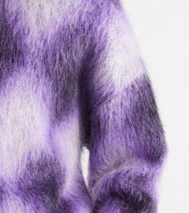 Purple Tie Dye Mohair Pullover Sweater Men's <b>Thick</b> Knitted Fur Decor Winter Style Regular Sleeve Anti-Pilling - Product Image 3