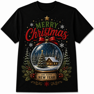 T-shirt Homme Tricoté Respirant Séchage Rapide Écologique Coupe Droite Col Rond « Believe Magic Christmas Happy New Year » - Product Image 4
