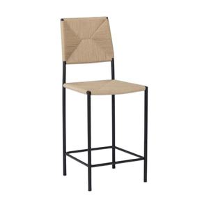 เก้าอี้บาร์แบบเรียบของ ghatfan ทำจากกรอบอลูมิเนียมและเชือกทอที่มีผิวเคลือบธรรมชาติสำหรับในร่มและกลางแจ้ง - Product Image 1