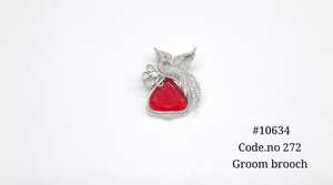 Broche de ala de pájaro verde 10634 con piedra de corte esmeralda y circonita cúbica, broche chapado en Mehandi para fiesta de boda de hombres. - Product Image 6