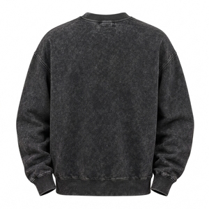 Wholesale 2026 Custom Acid <b>Wash</b> Winter Men's Sweatshirt 100% Cotton Heavyweight Crew Neck Eco-Friendly Breathable Fleece Lined - Product Image 2