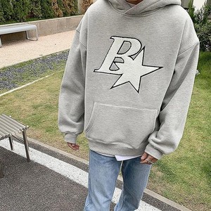 Men's Modern Puff Print Hoodie Comfortable Cotton Blend Sweatshirt for Casual <b>Fashion</b> OEM ODM Manufacturing - Product Image 3