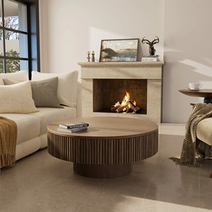 Modern <b>Round</b> Wood <b>Coffee</b> <b>Table</b> Handmade Contemporary Design Living Room Furniture - Product Image 3